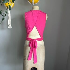 NWT Fuschia Open Back Tie Top